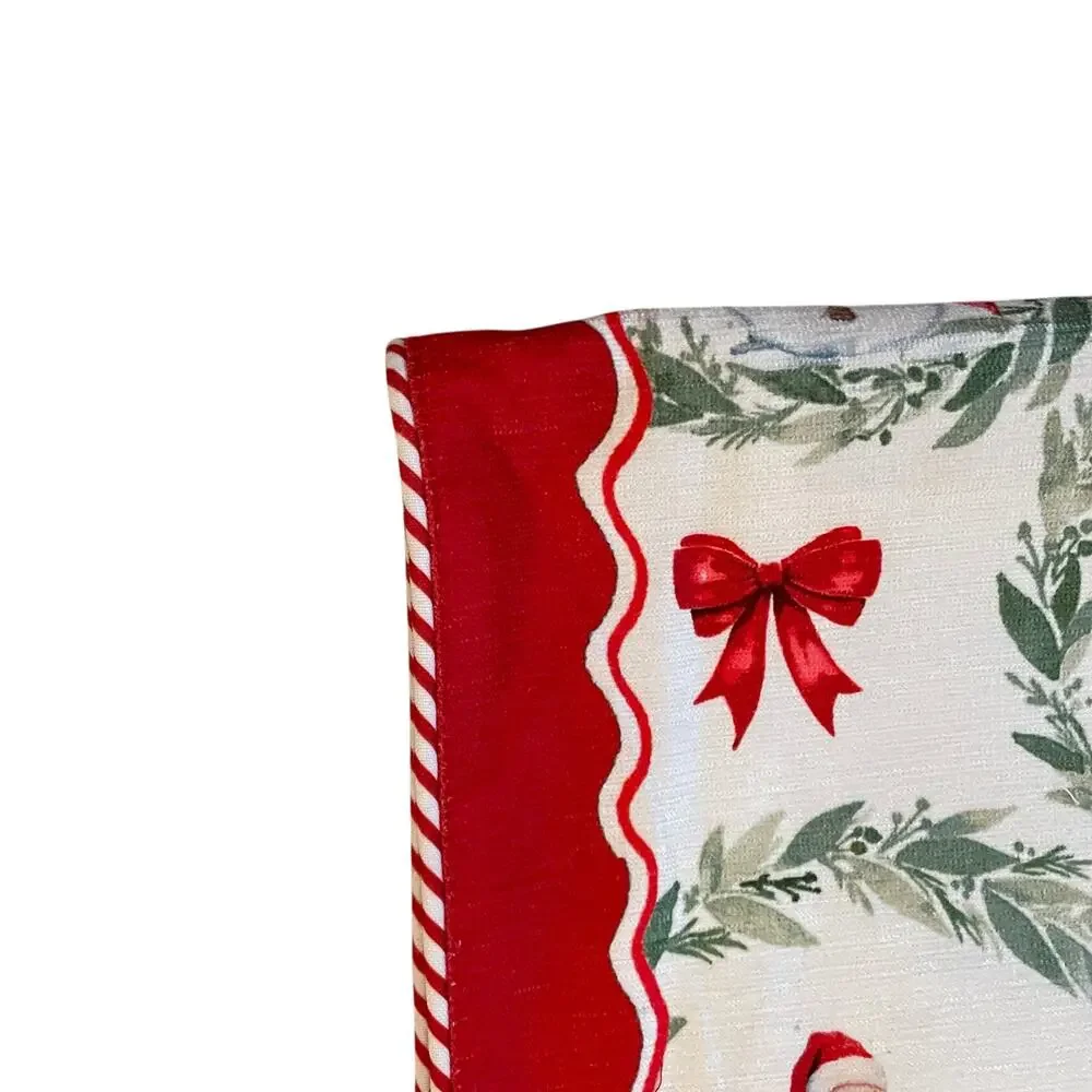 RACHEL ZOE Christmas Table Runner 16x90 Santa Bow Wreath Holiday Red White New